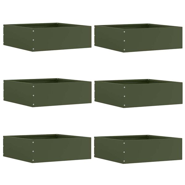 vidaXL Borde de C&eacute;sped 6 pcs Verde Oliva 40 x 40 x 13 cm Acero