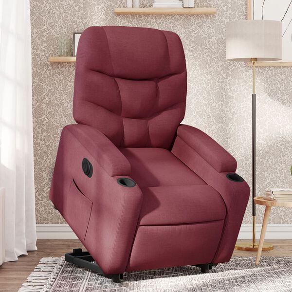 vidaXL Sill&oacute;n el&eacute;ctrico reclinable elevable de tela rojo tinto