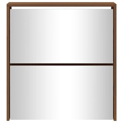 vidaXL Mueble zapatero con espejo 2 niveles roble marrón 63x17x67 cm