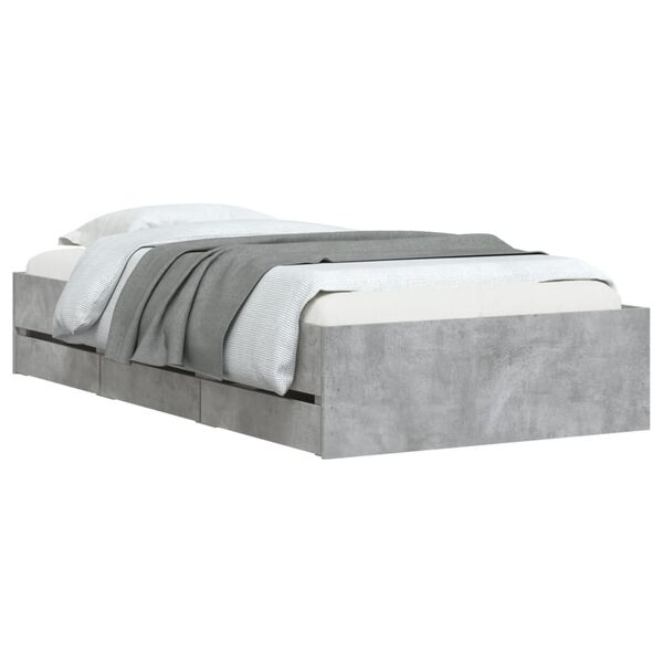 vidaXL Cama con cajones madera de ingenier&iacute;a gris hormig&oacute;n 75x190 cm