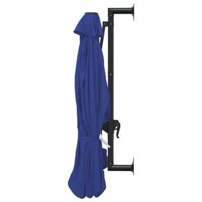 vidaXL Sombrilla de pared con palo de metal azul 300 cm