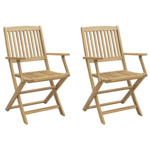 vidaXL Sillas plegables, 2 unidades, 58x54,5x90 cm, madera maciza de acacia.