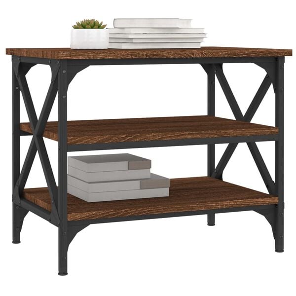 vidaXL Mesa auxiliar madera contrachapada marr&oacute;n roble 55x38x45 cm