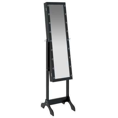 vidaXL Espejo de pie con LED negro 34x37x146 cm