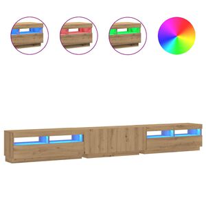 vidaXL Mueble de TV luces LED madera roble artisan 300x35x40 cm
