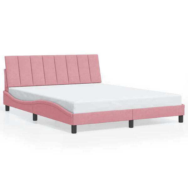 vidaXL Estructura de cama sin colch&oacute;n Hanko terciopelo rosa 160x200 cm