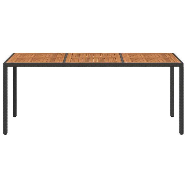 vidaXL Mesa de jardín madera acacia ratán sintético negra 190x90x75 cm