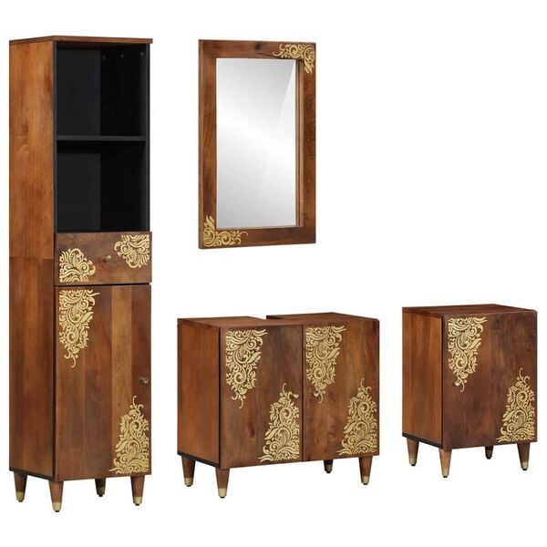 vidaXL Juego de Muebles de Baño con cajón con puerta 4 pcs Marrón miel