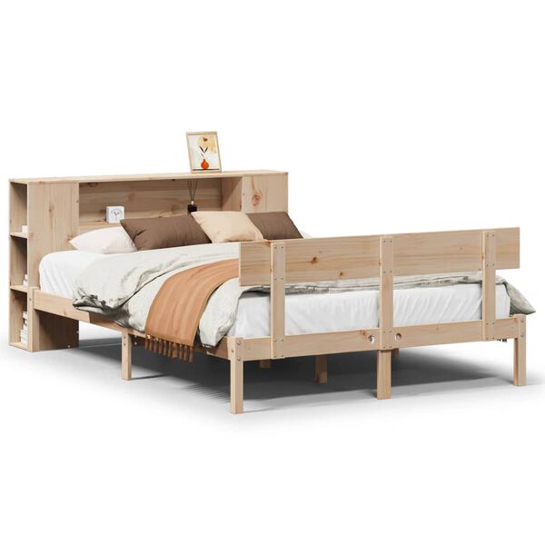 vidaXL Cama con estantería sin colchón madera maciza de pino 120x200cm