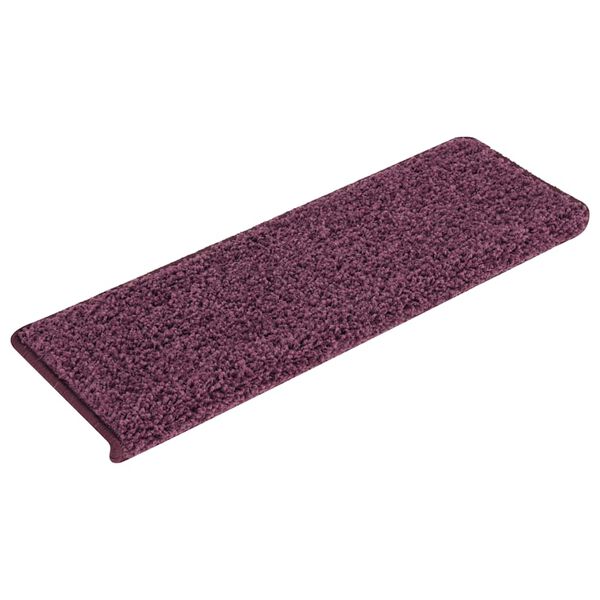 vidaXL Felpudos para escaleras (15 unidades, 65 x 21 x 4 cm, color morado oscuro, borde rectangular)