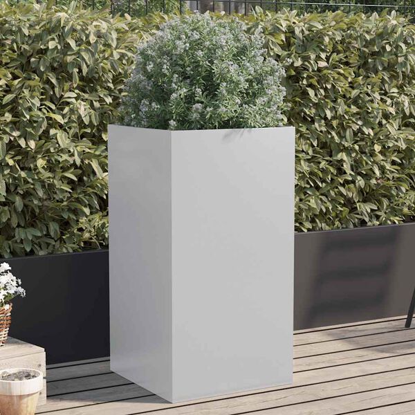 vidaXL Jardinera de acero galvanizado plateado 42x38x75 cm