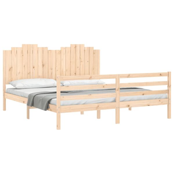 vidaXL Estructura de cama de matrimonio con cabecero madera maciza