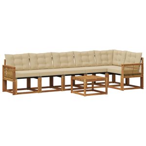 vidaXL Conjunto de sof&aacute;s de exterior con coj&iacute;n 7 pcs Natural y Beige