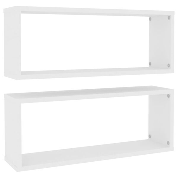 vidaXL Estante cubo de pared 2 uds madera ingeniería blanco 60x15x23cm