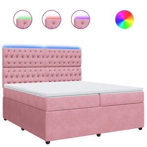 vidaXL Cama box spring con colch&oacute;n terciopelo rosa 200x200 cm