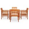 vidaXL Set comedor de jard&iacute;n 5 pzas y cojines madera maciza de acacia
