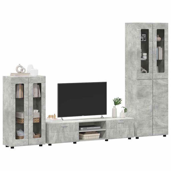vidaXL Conjunto de mueble de TV con caj&oacute;n FLORIN Gris Concreto