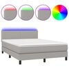 vidaXL Cama box spring con colch&oacute;n tela y LED gris claro 140x190 cm