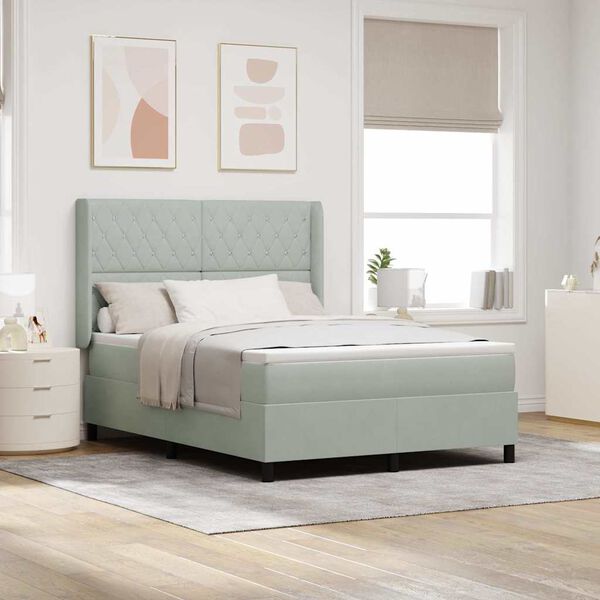 vidaXL Cama tipo Box Spring Gris Claro 140 x 200 cm Terciopelo