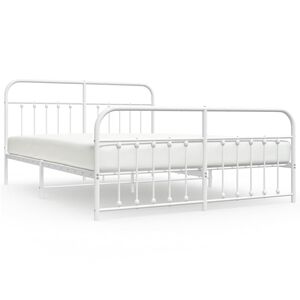 vidaXL Estructura cama sin colch&oacute;n con estribo metal blanco 160x200 cm