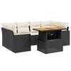 vidaXL Set de comedor de jard&iacute;n 7 pzas y cojines rat&aacute;n sint&eacute;tico negro