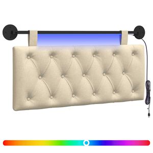 vidaXL Cabecero colgante Con luz LED Crema Tela