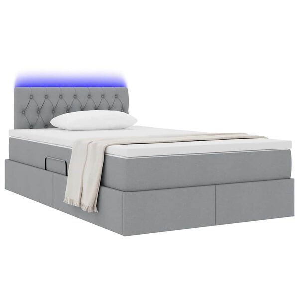 vidaXL Cama con almacenamiento y LED Gris Claro 120 x 200 cm tela