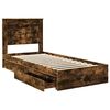 vidaXL Cama con almacenamiento con cabecera Roble ahumado 90 x 190 cm
