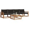 vidaXL Conjunto de sof&aacute;s de exterior con coj&iacute;n 5 pcs Natural y negro