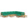 vidaXL Set de muebles de jard&iacute;n 12 piezas bamb&uacute; con cojines verde