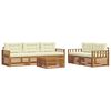 vidaXL Conjunto de sof&aacute;s de exterior con coj&iacute;n 6 pcs Natural y Crema