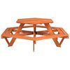 vidaXL Mesa de picnic hexagonal 6 ni&ntilde;os agujero sombrilla madera abeto