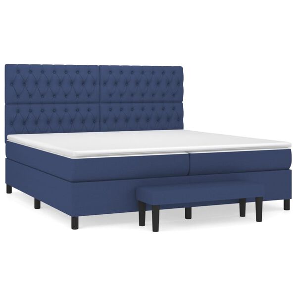 vidaXL Cama box spring con colch&oacute;n tela azul 200x200 cm