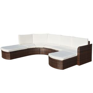 vidaXL Set muebles de jard&iacute;n 4 piezas y cojines rat&aacute;n sint&eacute;tico marr&oacute;n