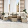 vidaXL Conjunto de sof&aacute; de jard&iacute;n 9 pcs Beige rat&aacute;n sint&eacute;tico
