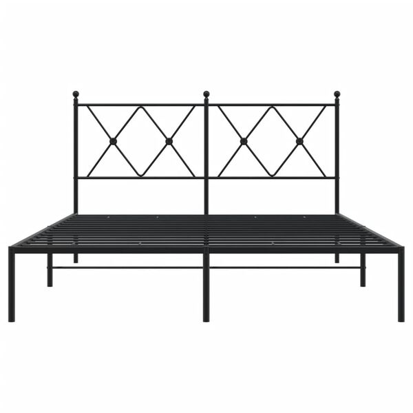 vidaXL Estructura cama sin colchón con cabecero metal negro 135x190 cm
