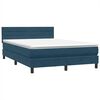 vidaXL Cama box spring con colch&oacute;n terciopelo azul oscuro 140x220 cm