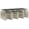 vidaXL Set comedor jard&iacute;n y cojines 13 pzas rat&aacute;n sint&eacute;tico gris claro