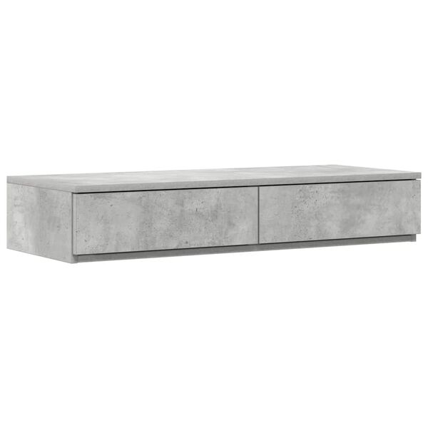 vidaXL Cama con almacenamiento con cajón Gris Concreto 90 cm