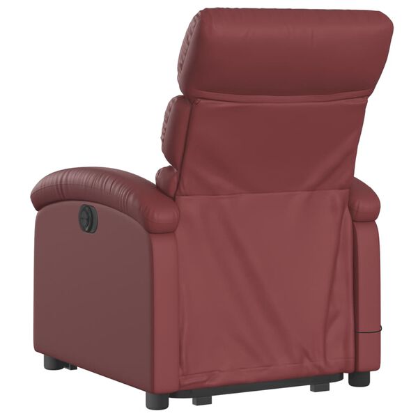 vidaXL Sill&oacute;n de masaje elevable el&eacute;ctrico cuero artificial rojo tinto