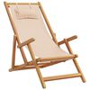 vidaXL Silla de playa plegable madera maciza de eucalipto y tela beige