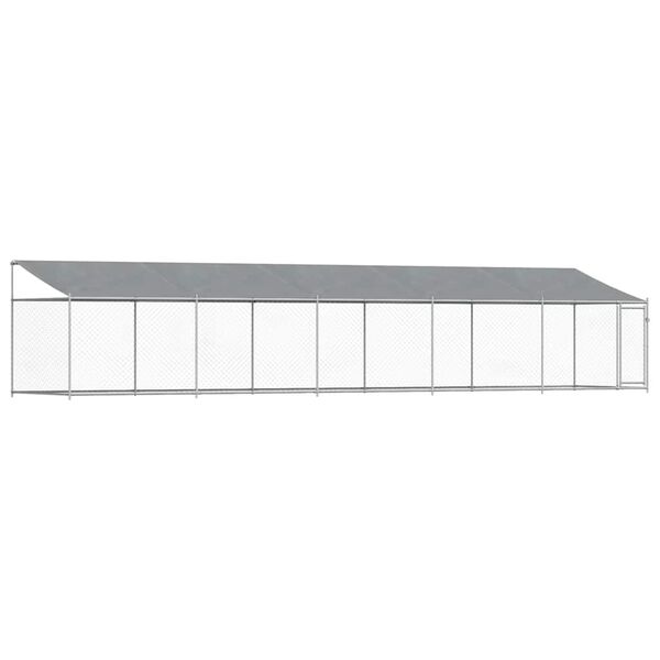 vidaXL Jaula de perros techo y puerta acero galvanizado gris 10x2x2 m