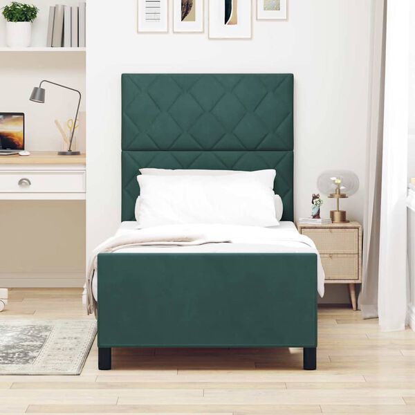 vidaXL Cama tipo Box Spring Verde oscuro 90 x 200 cm Terciopelo