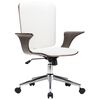vidaXL Silla de oficina giratoria cuero sint&eacute;tico madera curva blanco
