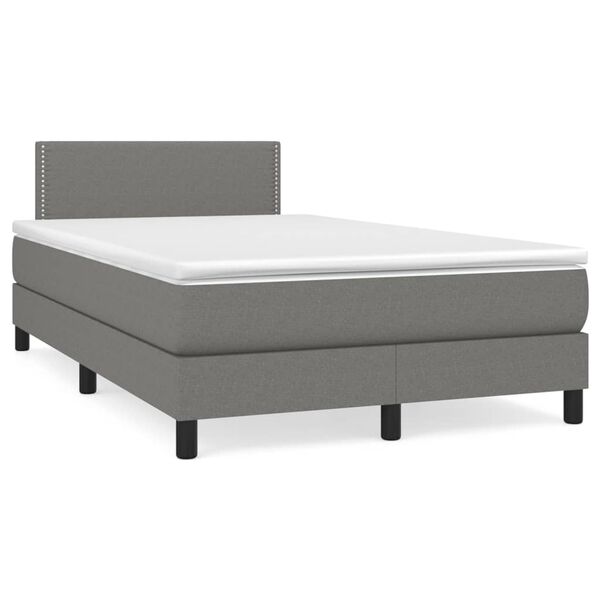 vidaXL Cama box spring con colch&oacute;n tela gris oscuro 120x200 cm