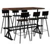 vidaXL Muebles de bar 7 piezas madera maciza reciclada multicolor