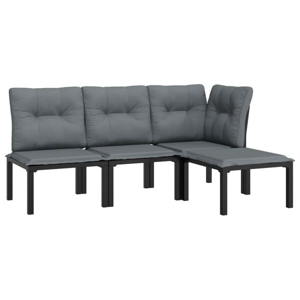 vidaXL Set de muebles de jardín 4 piezas ratán sintético negro y gris