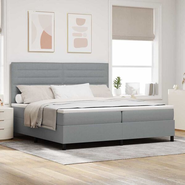vidaXL Cama tipo Box Spring con colch&oacute;n Gris claro 200 x 200 cm tela