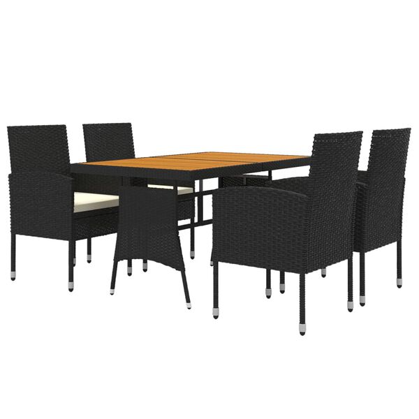 vidaXL Juego de comedor de jardín 5 piezas ratán sintético negro