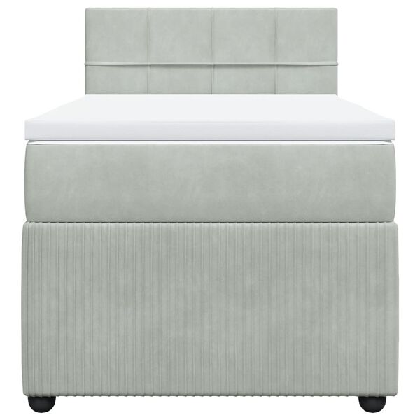 vidaXL Cama box spring con colch&oacute;n terciopelo gris claro 90x190 cm